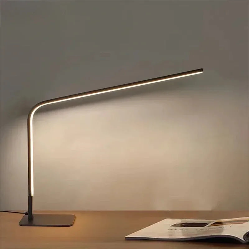 Axyaa 60CM LED Reading Table Lamp - Black L-Shaped Floor Lamp with USB Switch, Infinitely Dimmable