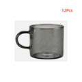 Axyaa Smoke Grey Glass Teacup Set 100ml Kung Fu Small Handle Cup