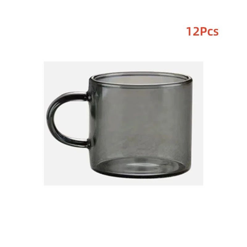 Axyaa Smoke Grey Glass Teacup Set 100ml Kung Fu Small Handle Cup