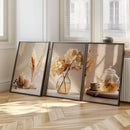 Axyaa Beige Flower Wall Art Set - Modern Canvas Posters for Home and Office