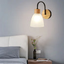 Axyaa Wood Base Glass Wall Lamp Sconce Modern LED Light Fixture