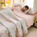 Axyaa Floral Summer Blanket & Pillowcase Set - Soft Knitted Duvet, Breathable & Skin-Friendly