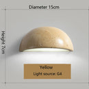 Yellow Travertine Semi Circle Wall Light | Retro Nordic Style Bedside Lamp by Axyaa