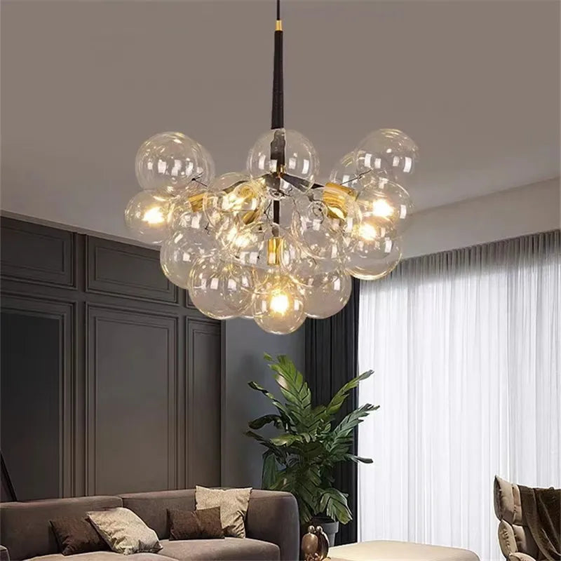 Axyaa Bubble Chandeliers: High Quality LED Lounge Room Lighting with Glass Lampshade