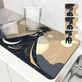 Axyaa Diatom Mud Kitchen Drain Pads - African Woman Design Absorbent Tableware Draining Mat