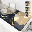 Axyaa Diatom Mud Kitchen Drain Pads - African Woman Design Absorbent Tableware Draining Mat