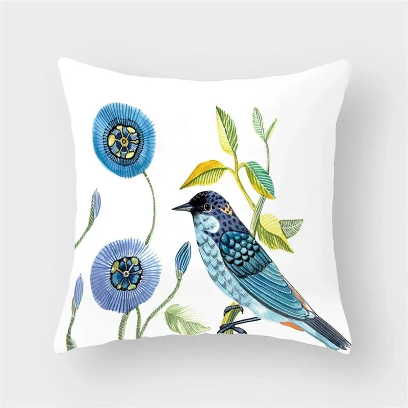 Axyaa Decorative Cushion Cover Throw Pillow 45*45 Sofa Flower Bird Animal Pillowcase