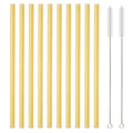 Axyaa 12Pcs Glass Straw Set: Reusable Straws 8'' Long with Cleaning Brush