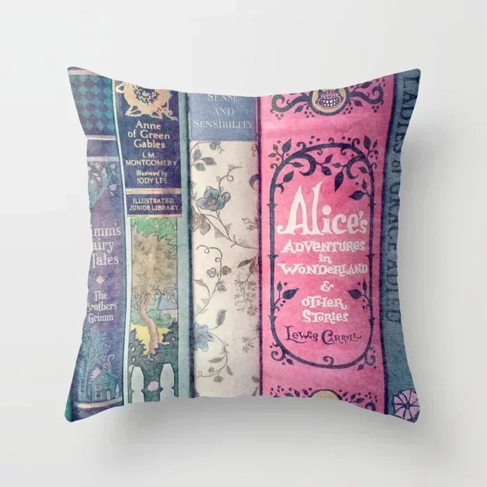 Axyaa Retro Library Pattern Pillowcase for Home and Office Decor
