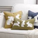 Axyaa Easter Bunny Embroidered Pillow Cover 45X45 - Cute Home Sofa Decoration