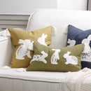 Easter Bunny Embroidered Pillow Cover Axyaa - 45X45 Cotton Linen Throw Pillowcase