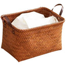 Axyaa Brown Rattan Weave Dirty Clothes Basket 38cm - Portable Home Storage Basket