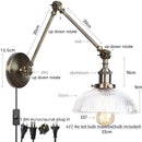 Axyaa Industrial LED Wall Light Clear Glass Vintage Adjustable Long Arm Fixtures