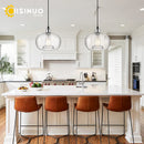 Axyaa Blue Bubble Glass Pendant Lights: Adjustable Hanging Fixtures for Living Room, Bedroom, Kitchen Island