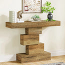 Axyaa Farmhouse Wood Console Table with Geometric Base for Entryway & Living Room
