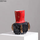 Axyaa Irregular Red Ceramic Vase for Desk and Room Aesthetic Decor