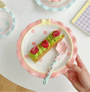 Axyaa Mini Pink Cutlery Set with Dessert & Fruit Plates & Bow-Shaped Meal Plate
