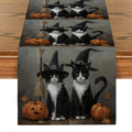Axyaa Halloween Cat Pumpkin Wizard Hat Table Runner Home Wedding Decoration