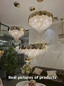 Axyaa Gold K9 Crystal Pendant Light for Bedroom Living Room Dining Kitchen