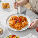 Axyaa LEXI Ceramic Plate Set - White Black Rim Dinnerware, 4/6 PCS Variants