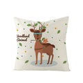 Axyaa Lovely Animals Linen Cushion Cover - Cute Bear Fox Deer Print