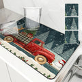 Axyaa Coffee Mat: Christmas Absorbent Draining Mat with Rubber Backing