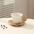 Axyaa Ceramic Shell Mug with Saucer: Abstract Art Tea Coffee Cup, 280ml