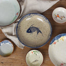Axya Hand-painted Ceramics Japanese Dinner Plate Set for Desserts, Salad, Pasta, and Dipping Sauce