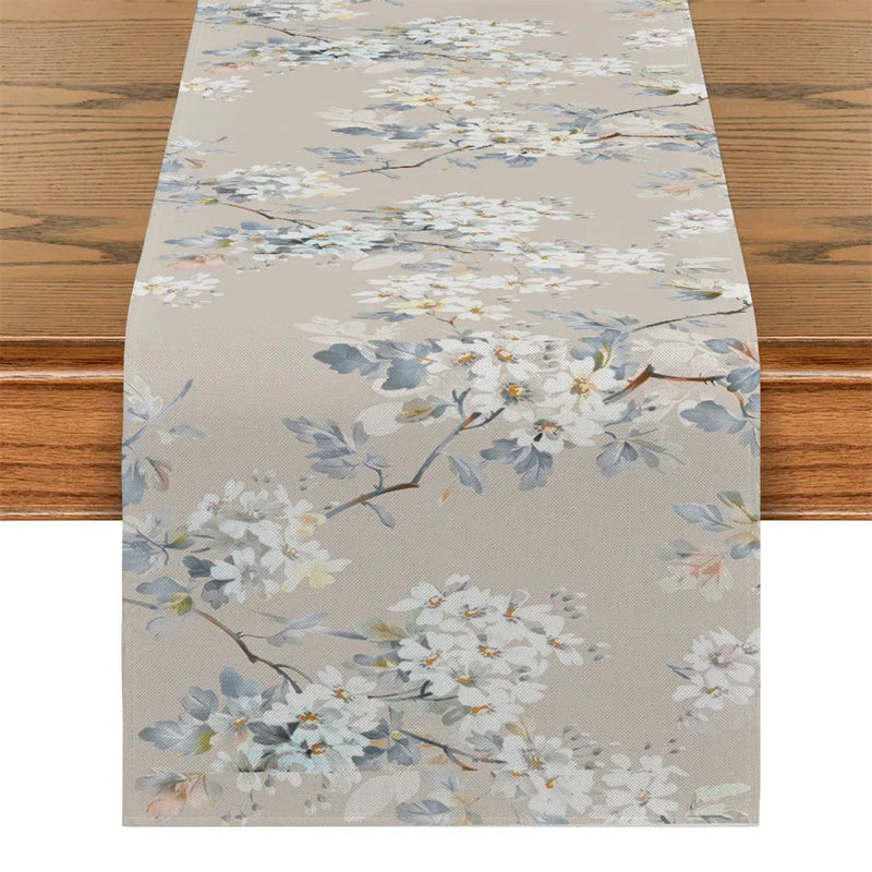 Axyaa Yellow Leaf Plant Table Runner | Chinese Style Floral Table Decor