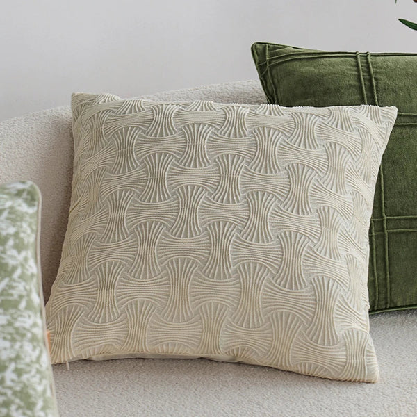 Axyaa Cream Jacquard Throw Pillow Cover Nordic Style Cushion Sofa Decor Pillowcase