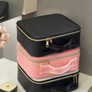 Axyaa LED Mirror Makeup Bag with Brush Holder - Waterproof Cosmetic Organizer