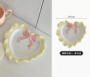 Axyaa Bowknot Dinner Plate for Girls - Heart Design, Ideal for Breakfast, Desserts & Snacks