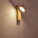 Axyaa Cream Bedside Wall Lamp Pull Switch Rotatable LED Light Walnut Wood Stone Log
