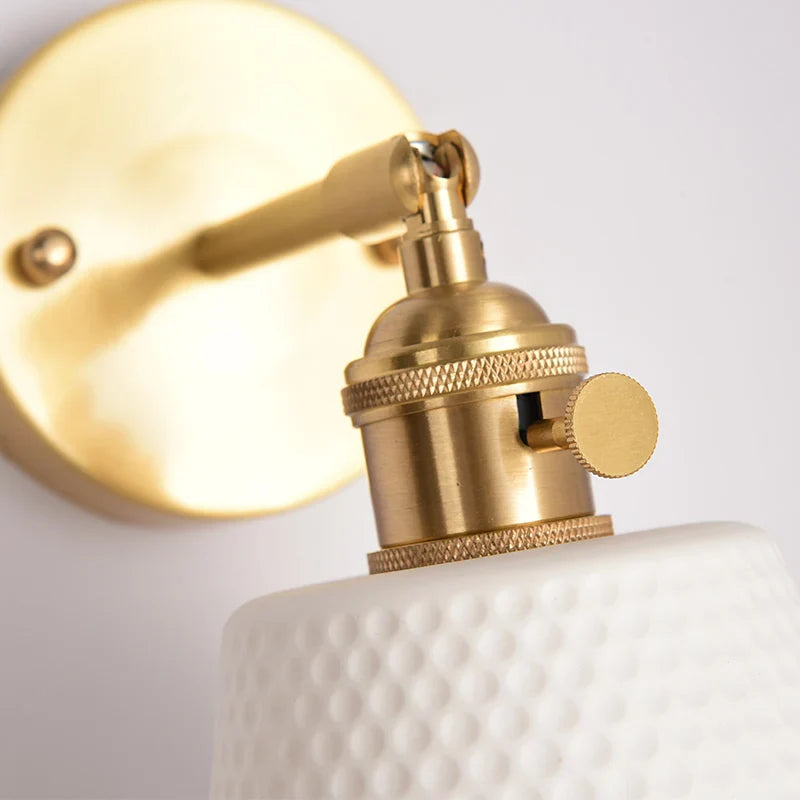 Axyaa White Ceramic LED Wall Sconce with Pull Chain Switch