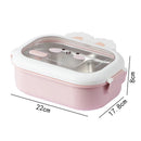 Axyaa Cute Rabbit Lunch Box: Stainless Steel Bento with 2 Grids & Leak-proof Design