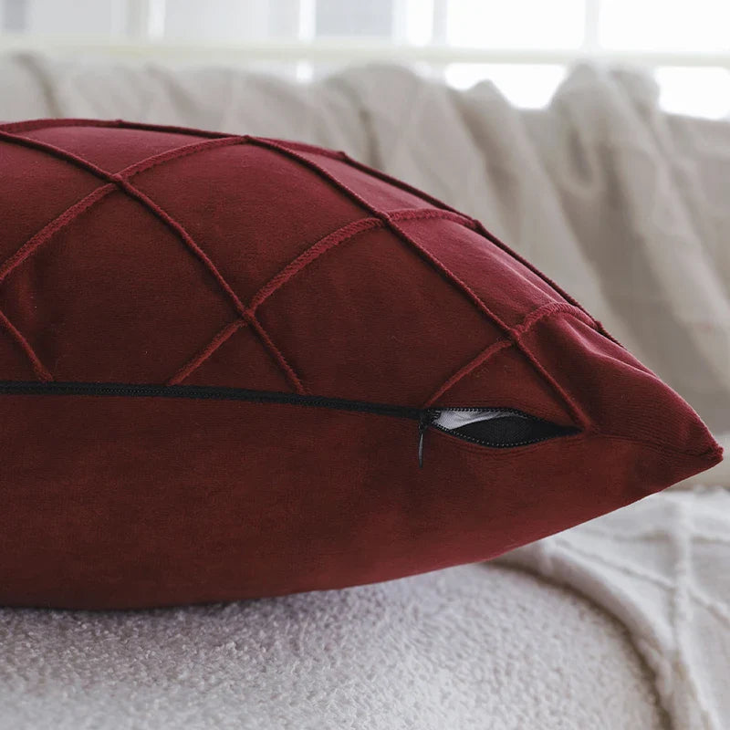 Red Velvet Plaid Cushion Covers 30x50cm Romantic Valentine's Day Decorative Pillows for Sofa