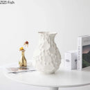 Axyaa White Porcelain Honeycomb Ceramic Vase with Artificial Flowers
