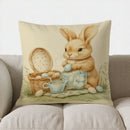 Easter Bunny & Floral Decor Pillow Cover for Sofa, Bedroom, Car - Axyaa Brand