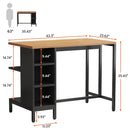 Axyaa 43" Kitchen Island with Shelves and 5 Open Storage Shelves, Large Worktop