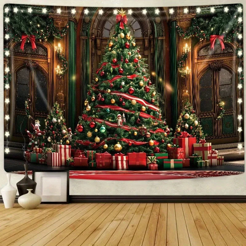 Axyaa Christmas Day Party Decor Tapestry: Tree, Gift Box Living Room Home Decoration