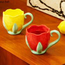 Axya Tulip Ceramic Mug: Hand-painted Flower Coffee Cup, Breakfast Milk Tea Glass