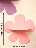 Axyaa Pink Purple Flower Wall Shelf: Kids Room Storage Rack, Floral Wall Hanging Decor