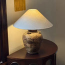 Axyaa Ceramic Desk Light LED Floor Lamp Fabric Lampshade Design