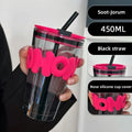 Axyaa Glass Mug Set with Sleeve, Lid, Straw - Lead Free Juice, Tea, Coffee Drinkware