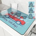 Axyaa Christmas Dish Drying Mat - Heat Resistant Non-slip Kitchen Counter Pad