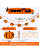 Axyaa Pumpkin Wooden Bead Garland & Felt Wall Decor - Fall Themed Hanging Banner