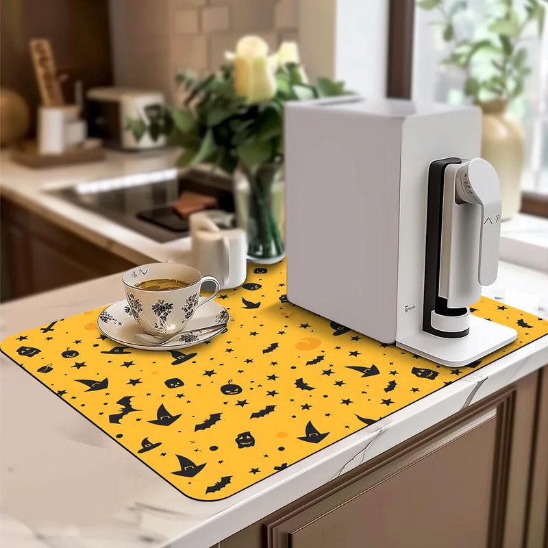 Halloween Bat Ghost Silhouette Drying Mat - Axyaa Kitchen Table Decor