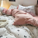 Axyaa Fresh Blue Floral Duvet Cover Set - Wrinkled Yann Bedding in Washing Cotton