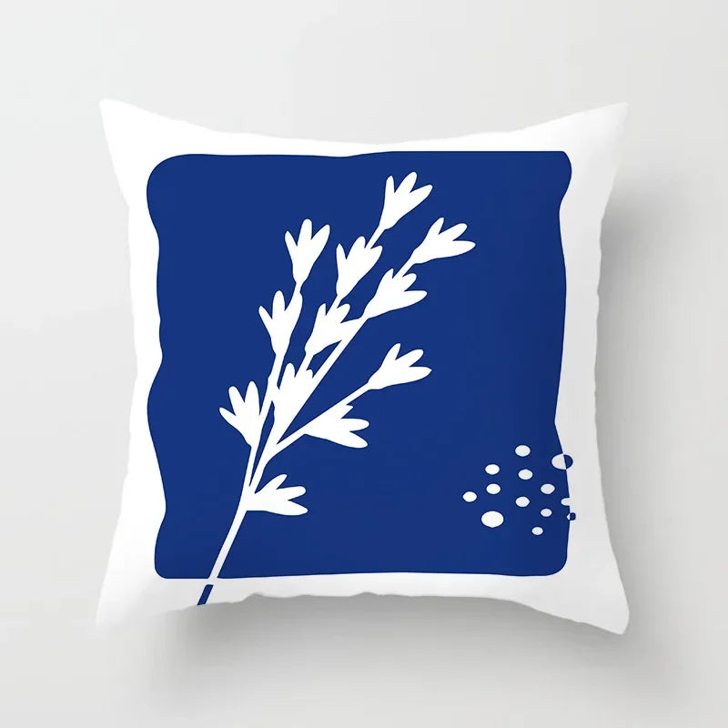 Abstract Geometric Mountain Pillowcase Blue Polyester for Sofa Hotel Office Seat Cushion Cover