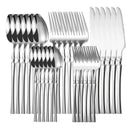 Axyaa Stainless Steel Tableware Set Knife Spork Kitchen Restaurant 20/30pcs Silver